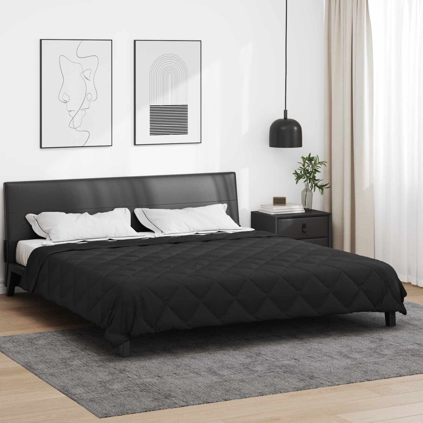 Piumone Completo Annuale Nero 220 x 260 cm Microfibra