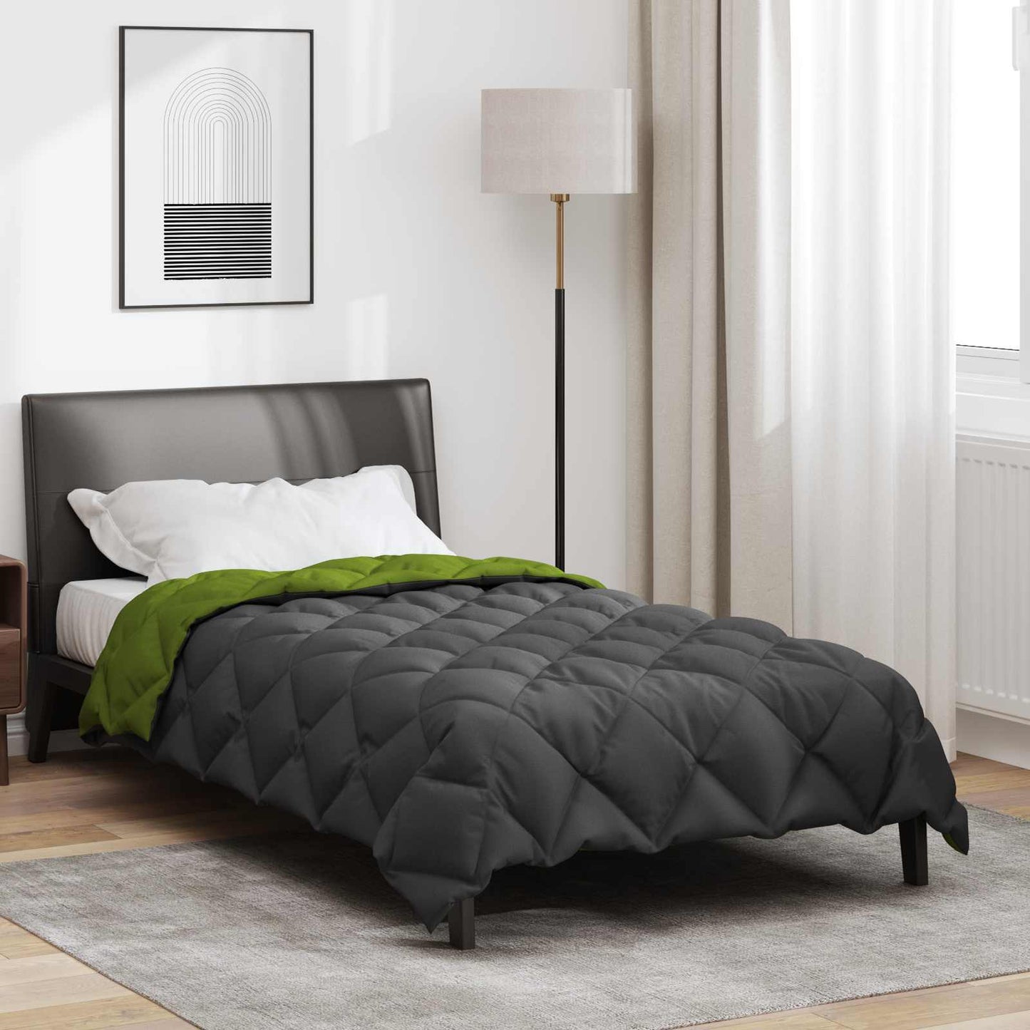 Duvet Invernale Verde e Antracite 200 x 140 cm Microfibra
