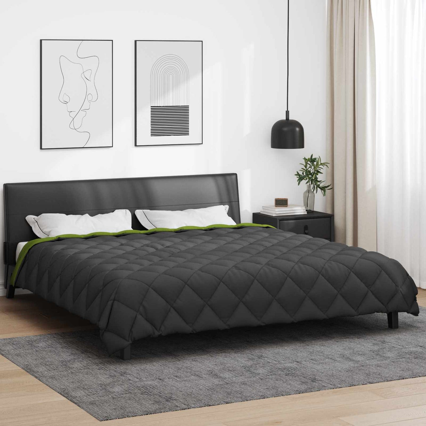 Duvet Invernale Verde e Antracite 240 x 200 cm Microfibra