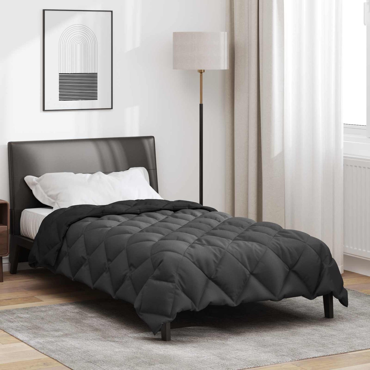 Duvet Invernale Nero e antracite 220 x 140 cm Microfibra