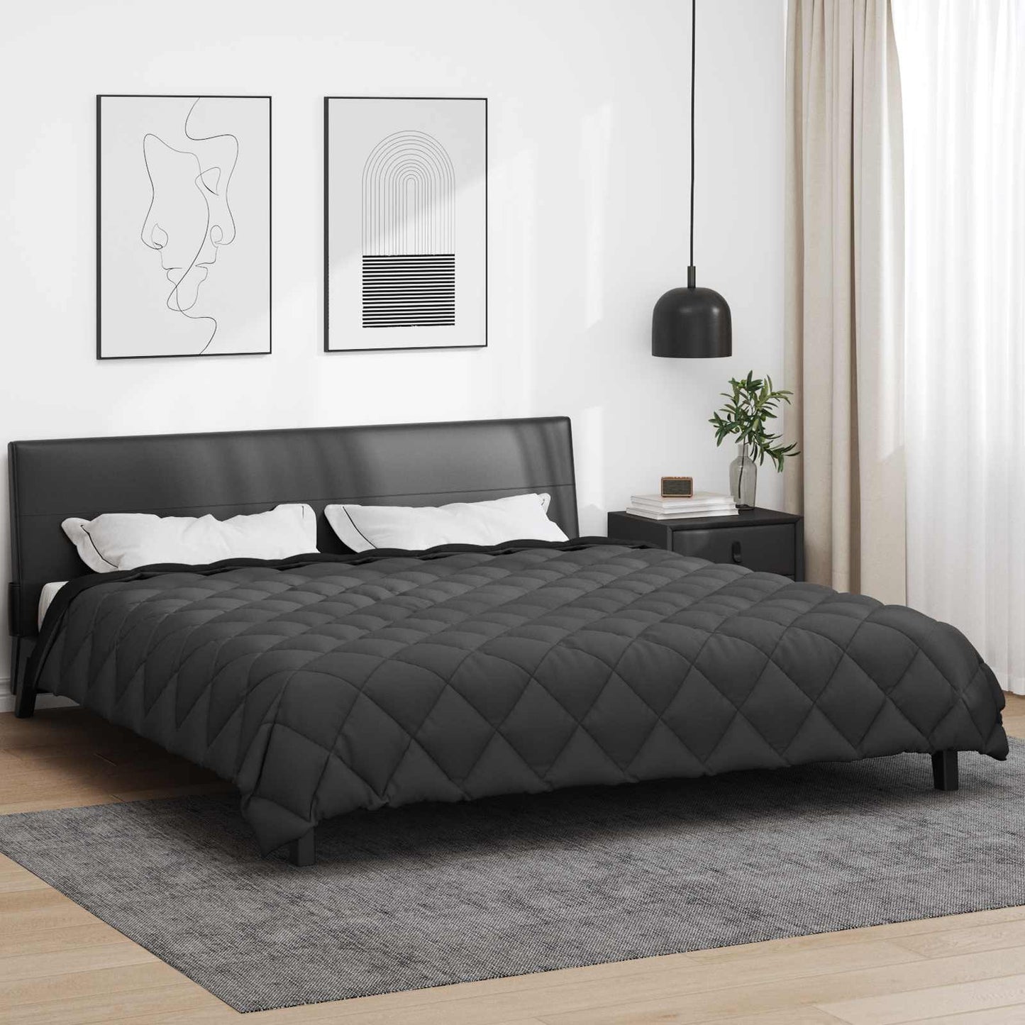 Duvet Invernale Nero e antracite 220 x 260 cm Microfibra