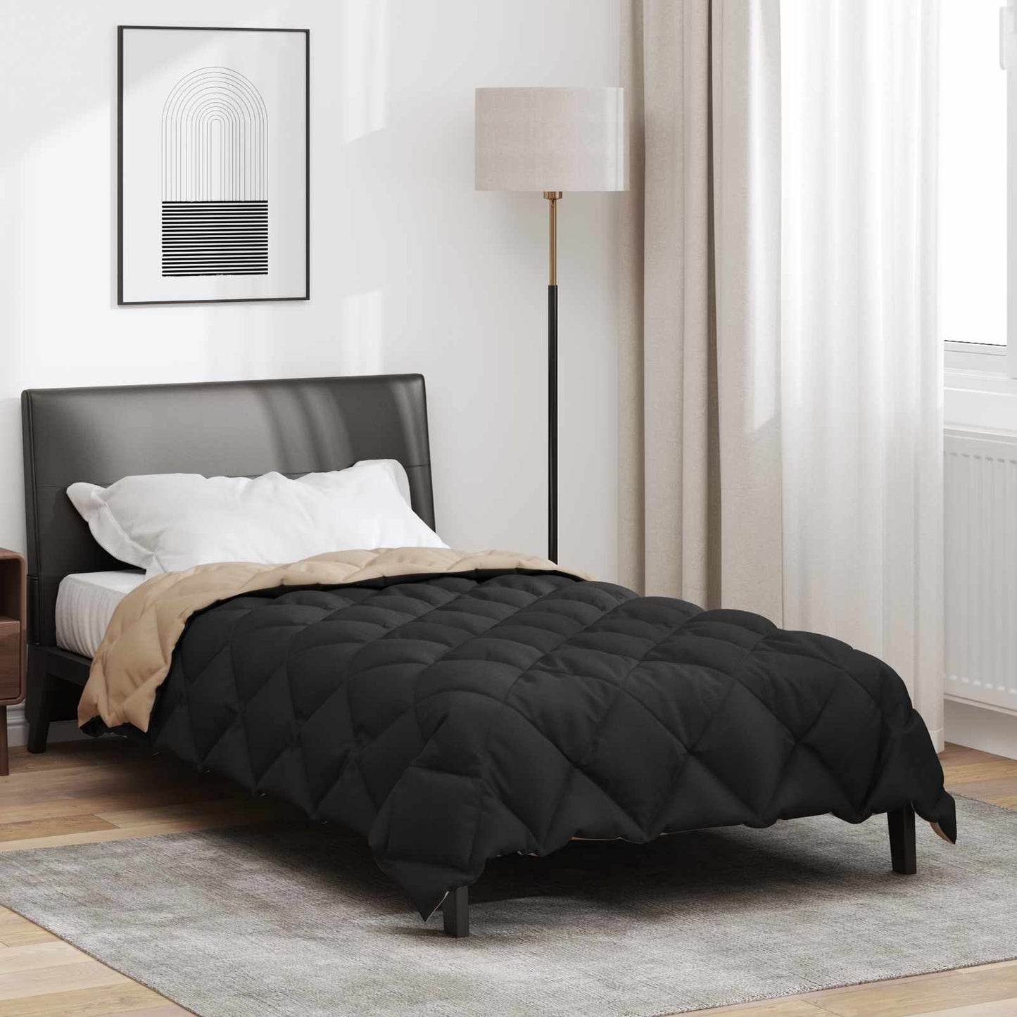 Duvet Invernale Nero e Talpa 220 x 155 cm Microfibra