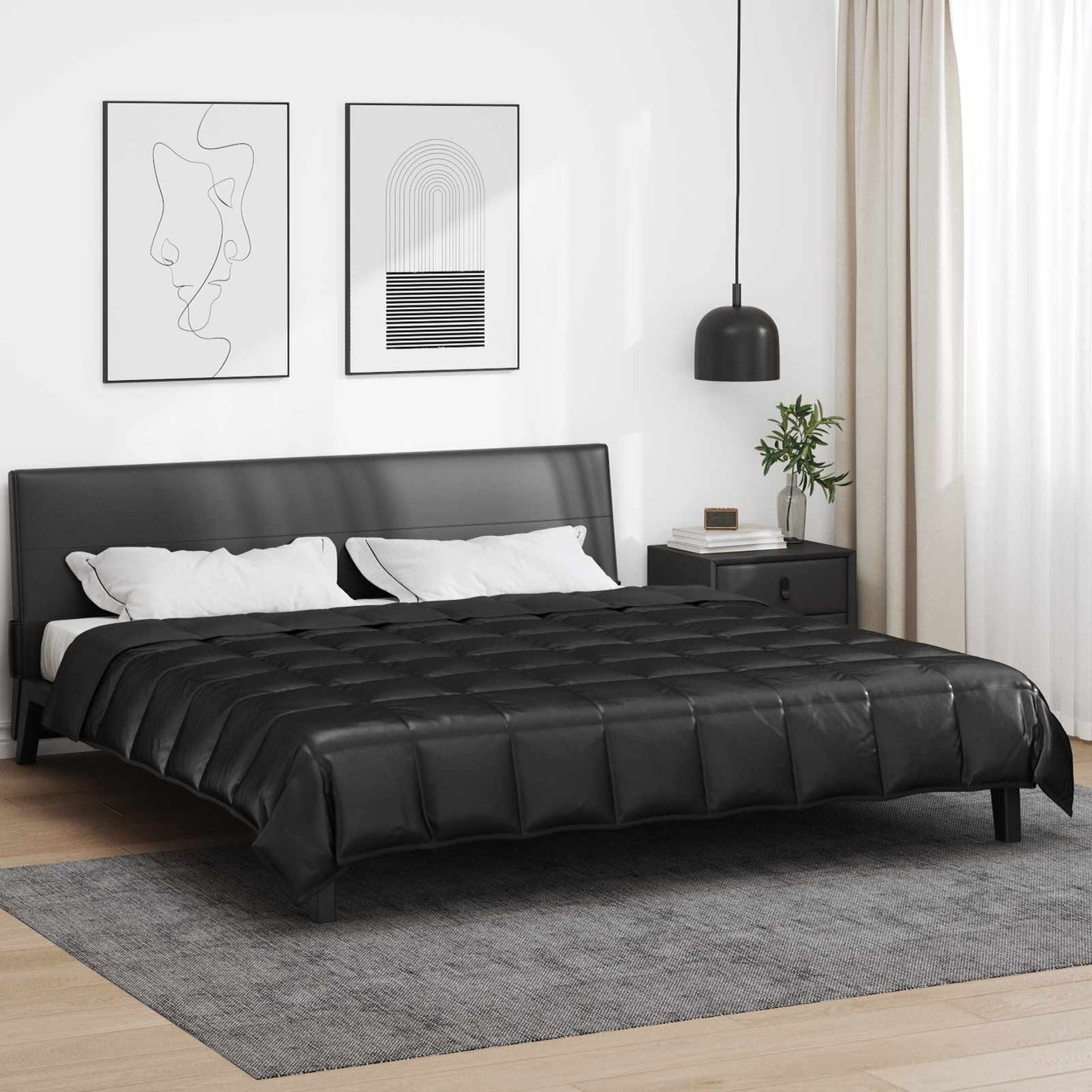 Duvet Estivo Nero 240 x 200 cm Satin e Micropile