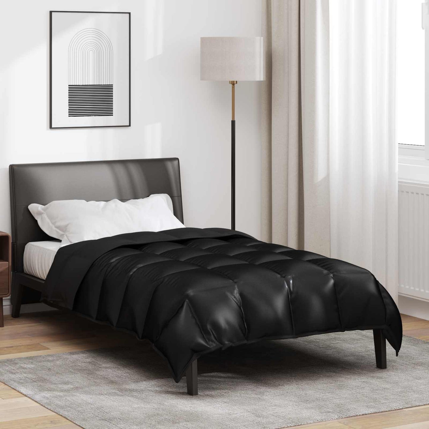Duvet Invernale Nero 135 x 220 cm Satin e Micropile