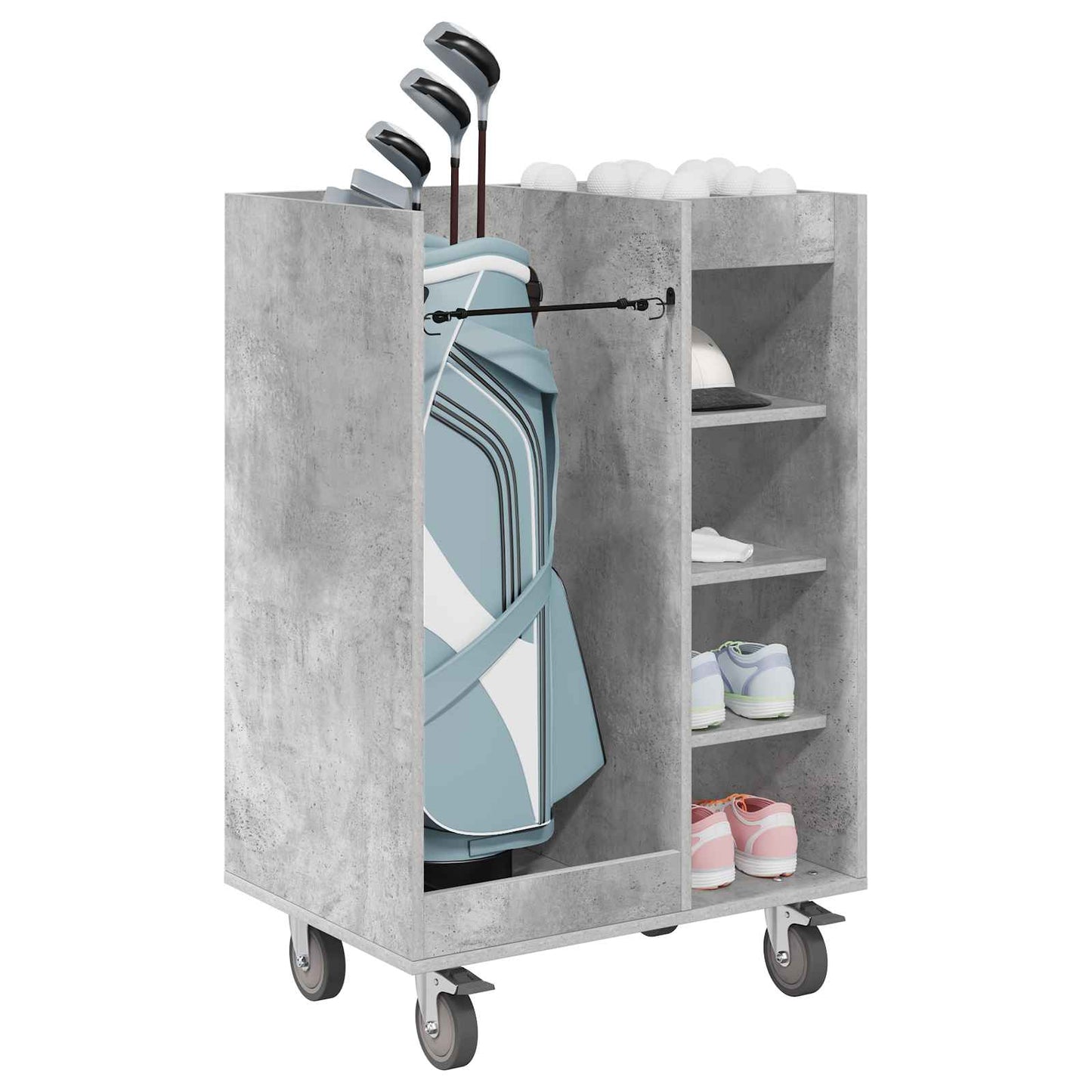 Armadio per Golf con ruota Grigio cemento 65 x 45 x 98 cm