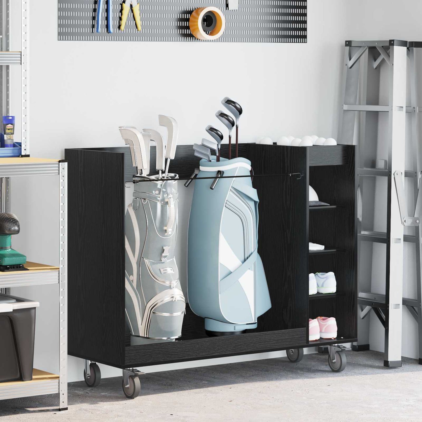 Armadio per Golf con ruota Rovere Nero 120 x 45 x 98 cm