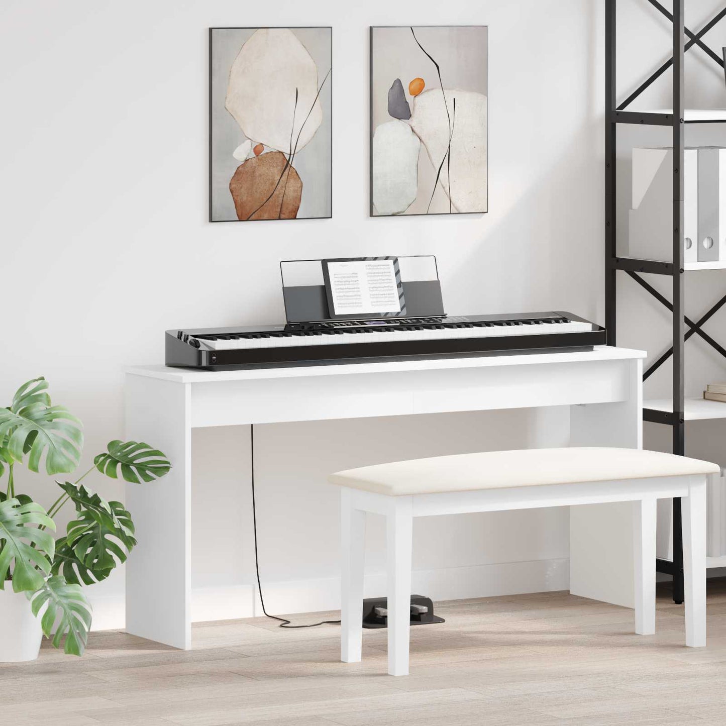 Supporto per Tastiera Bianco 130 x 32 x 64 cm Legno multistrato