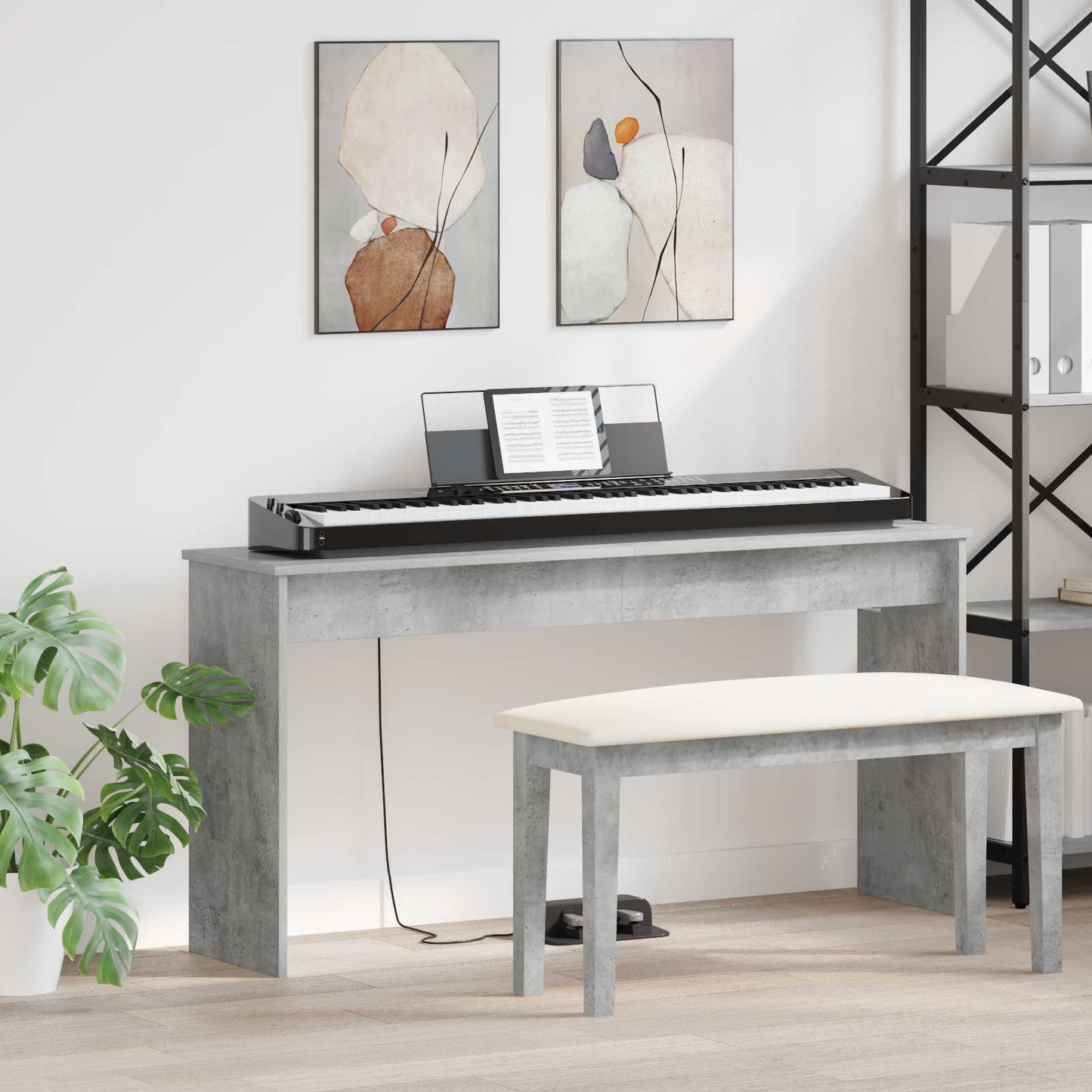 Supporto per Tastiera Grigio cemento 130 x 32 x 64 cm