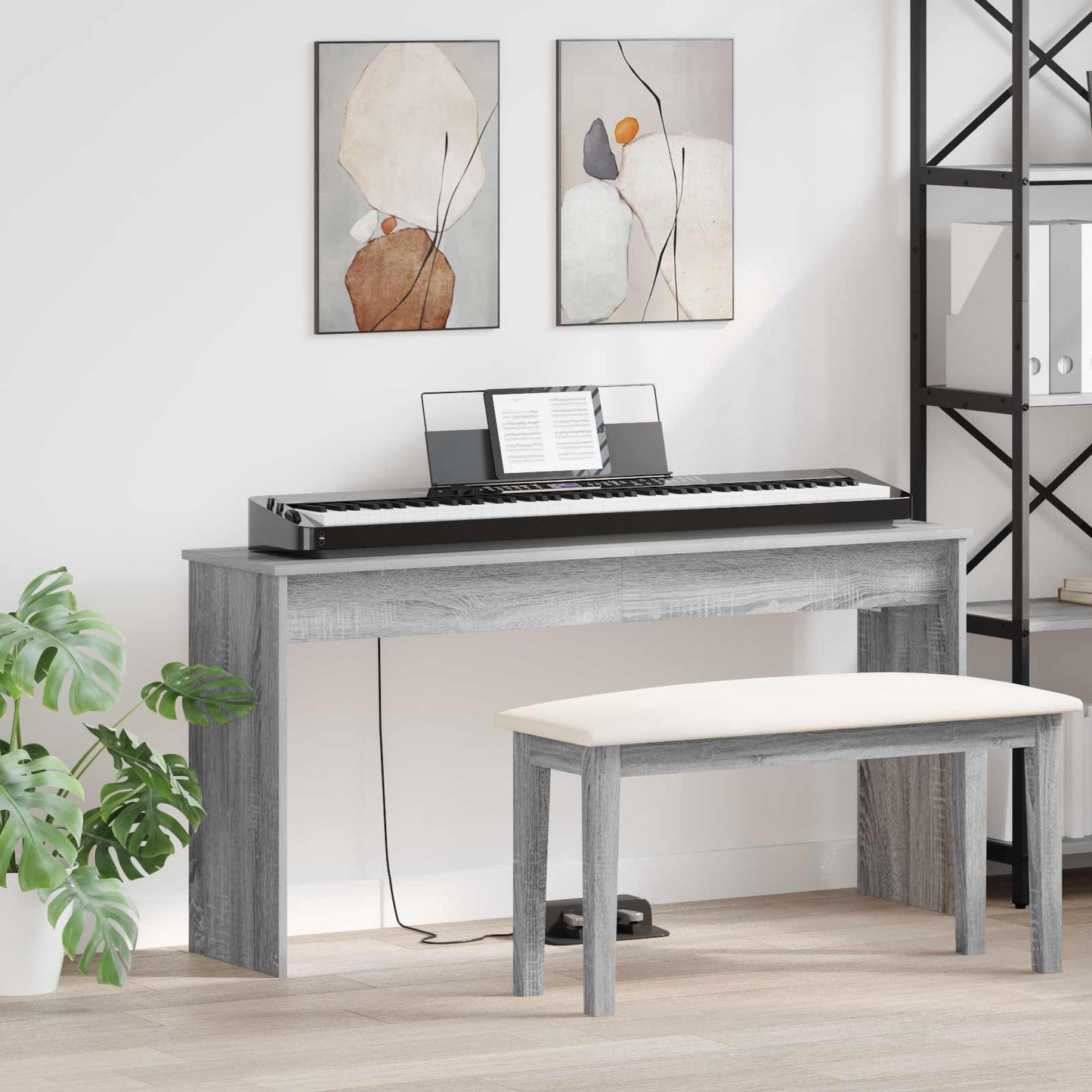 Supporto per Tastiera Grigio Sonoma 130 x 32 x 64 cm