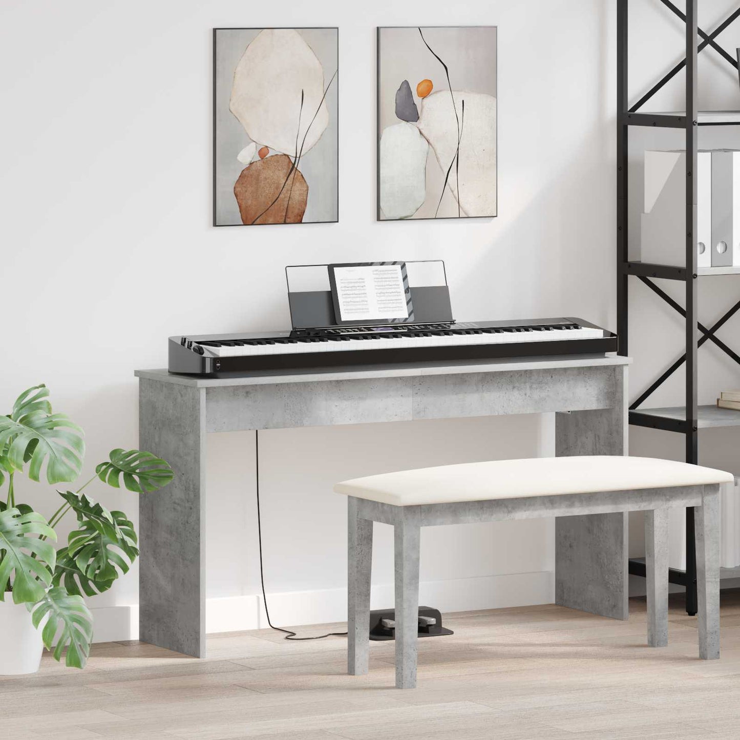 Supporto per Tastiera Grigio cemento 120 x 32 x 64 cm