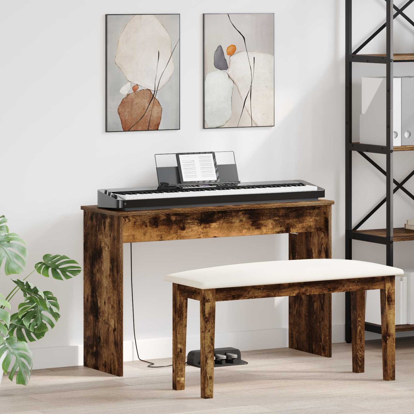 Supporto per Tastiera Rovere fumÃ© 100 x 32 x 64 cm