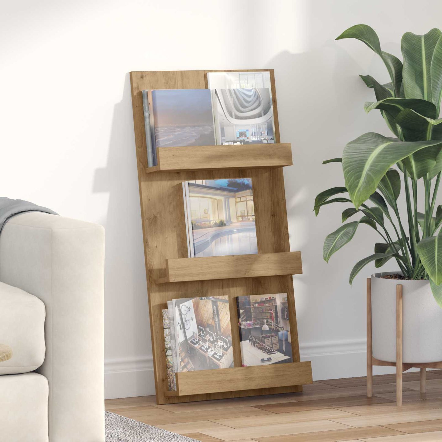 Scaffale per riviste Rovere artigianale 51 x 11 x 102 cm