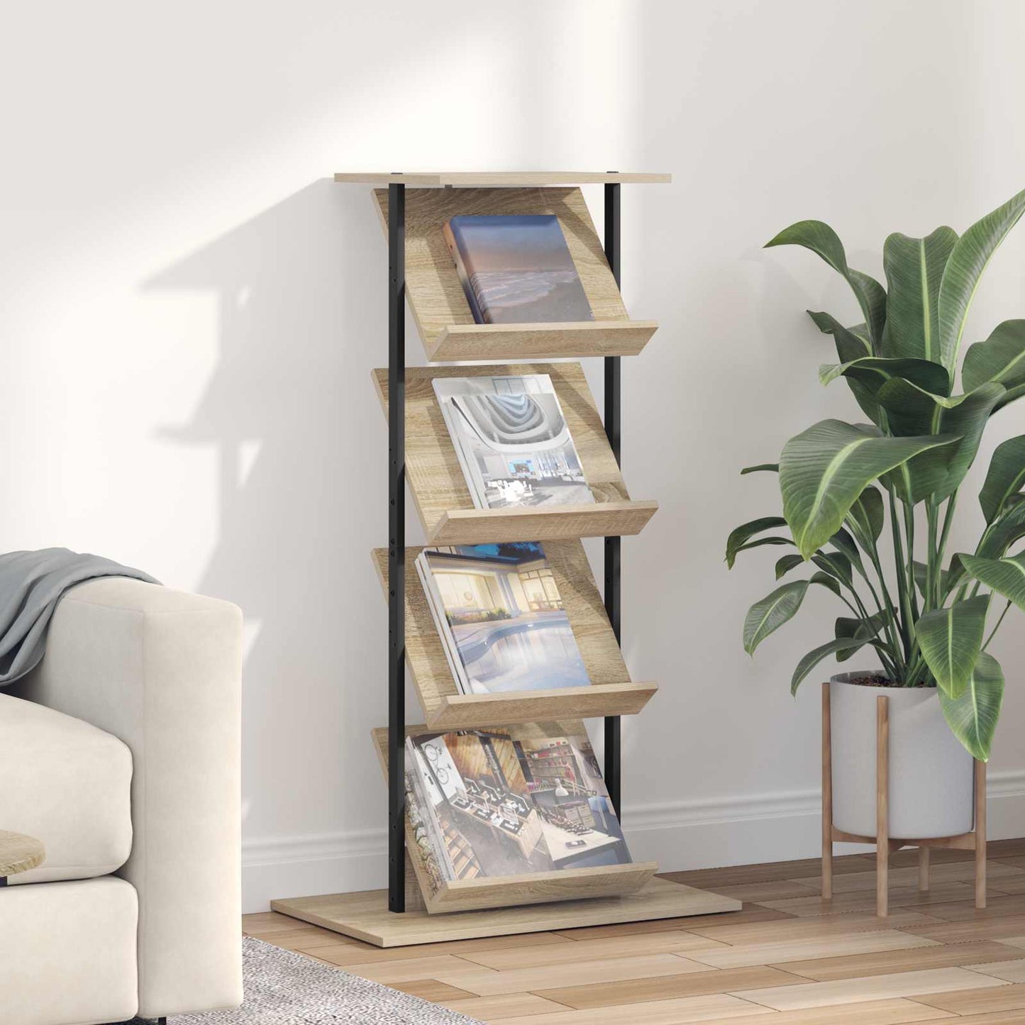 Scaffale per riviste Rovere Sonoma 68 x 40 x 123.5 cm