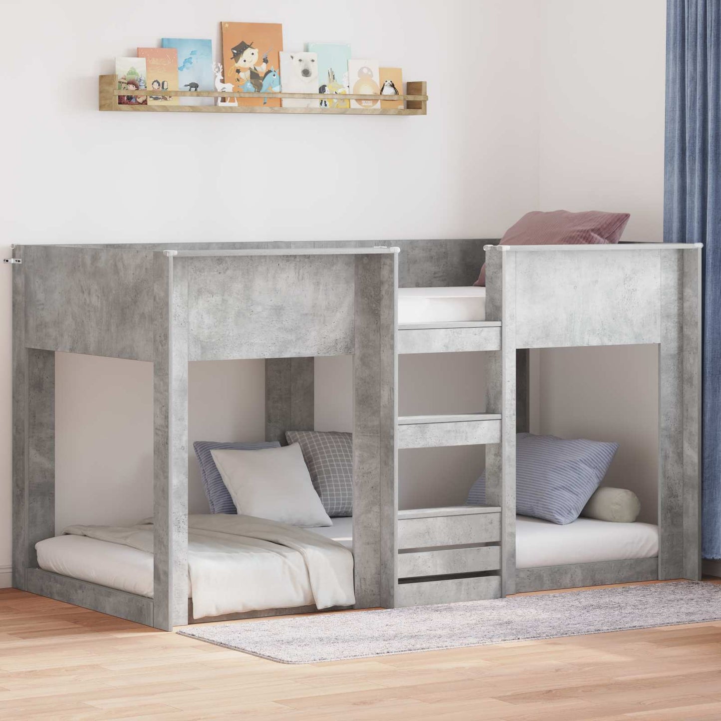 Letto a Castello per Bambini Grigio cemento 90 x 190 cm