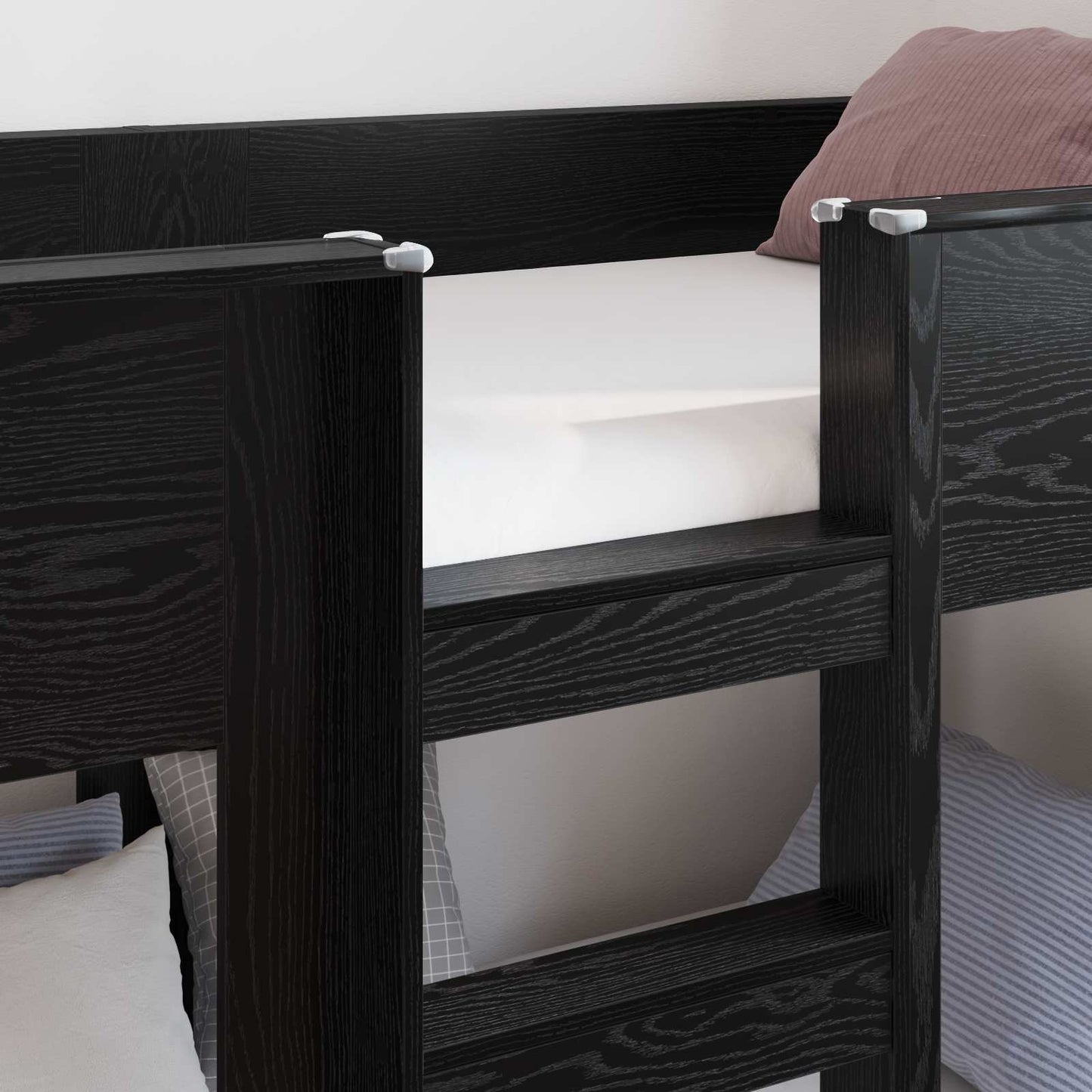 Letto a Castello per Bambini Rovere Nero 80 x 200 cm