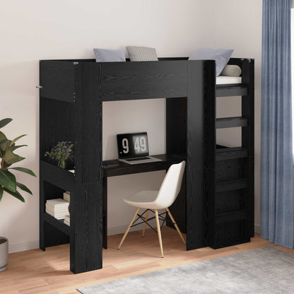 Struttura letto a castello con scrivania Rovere Nero