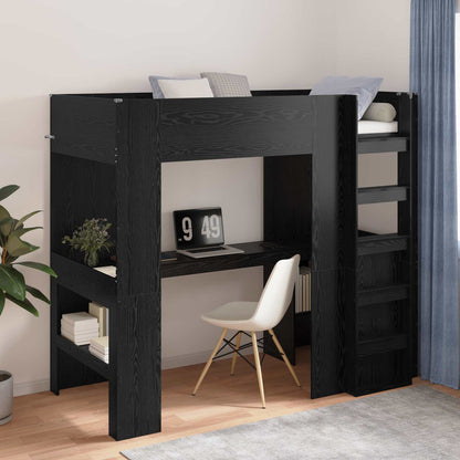 Struttura letto a castello con scrivania Rovere Nero