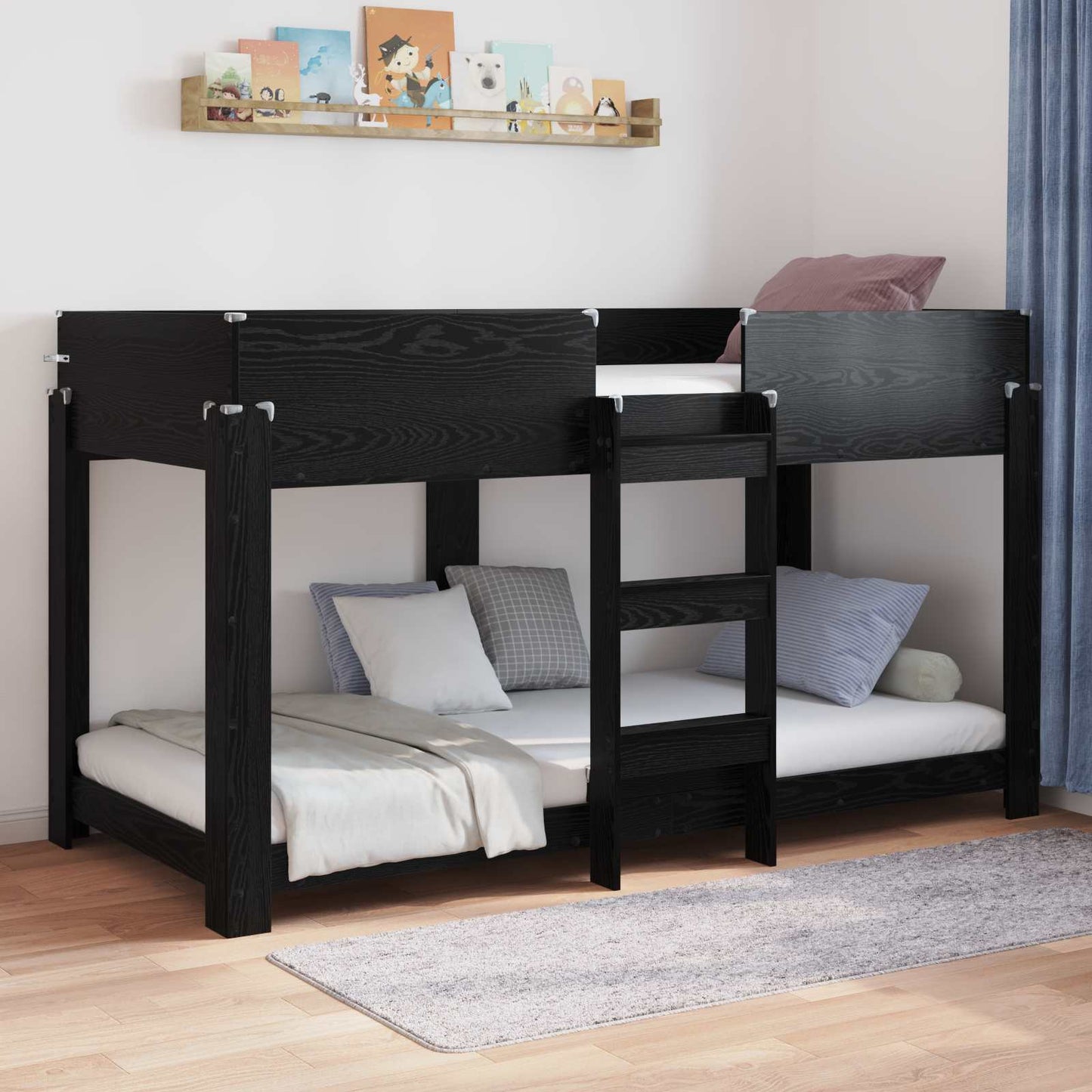 Letto a Castello per Bambini Rovere Nero 100 x 200 cm
