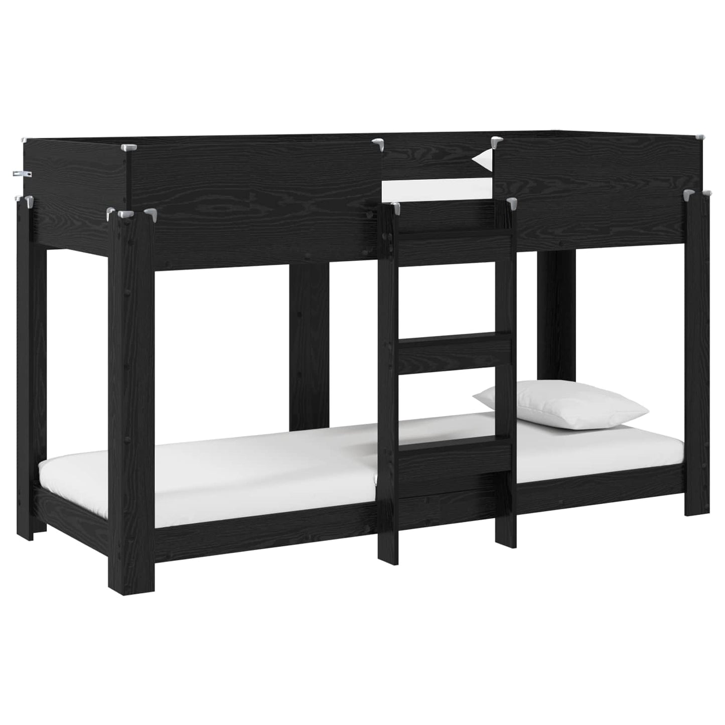 Letto a Castello per Bambini Rovere Nero 75 x 190 cm