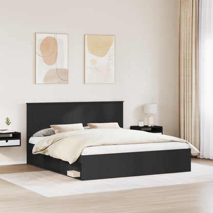 Struttura del letto Nero 200 x 200 cm Pino massello