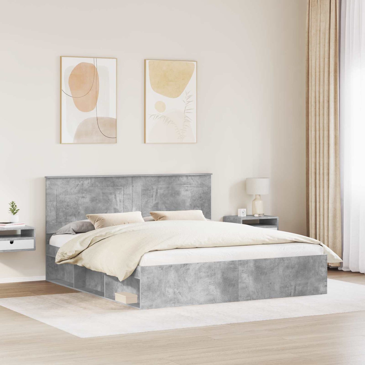 Struttura del letto Calcestruzzo 200 x 200 cm Pino massello