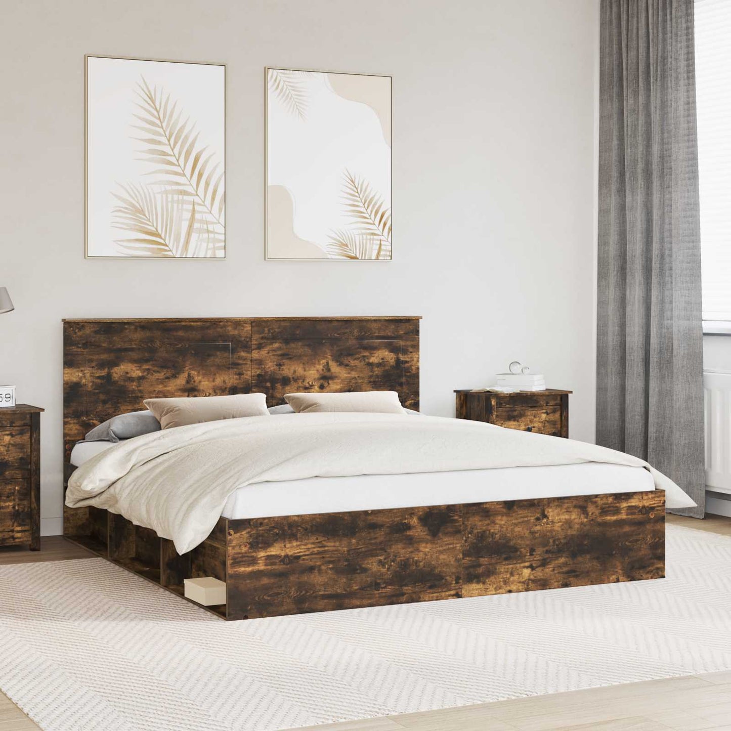 Struttura del letto Rovere fumÃ© 200 x 200 cm Pino massello