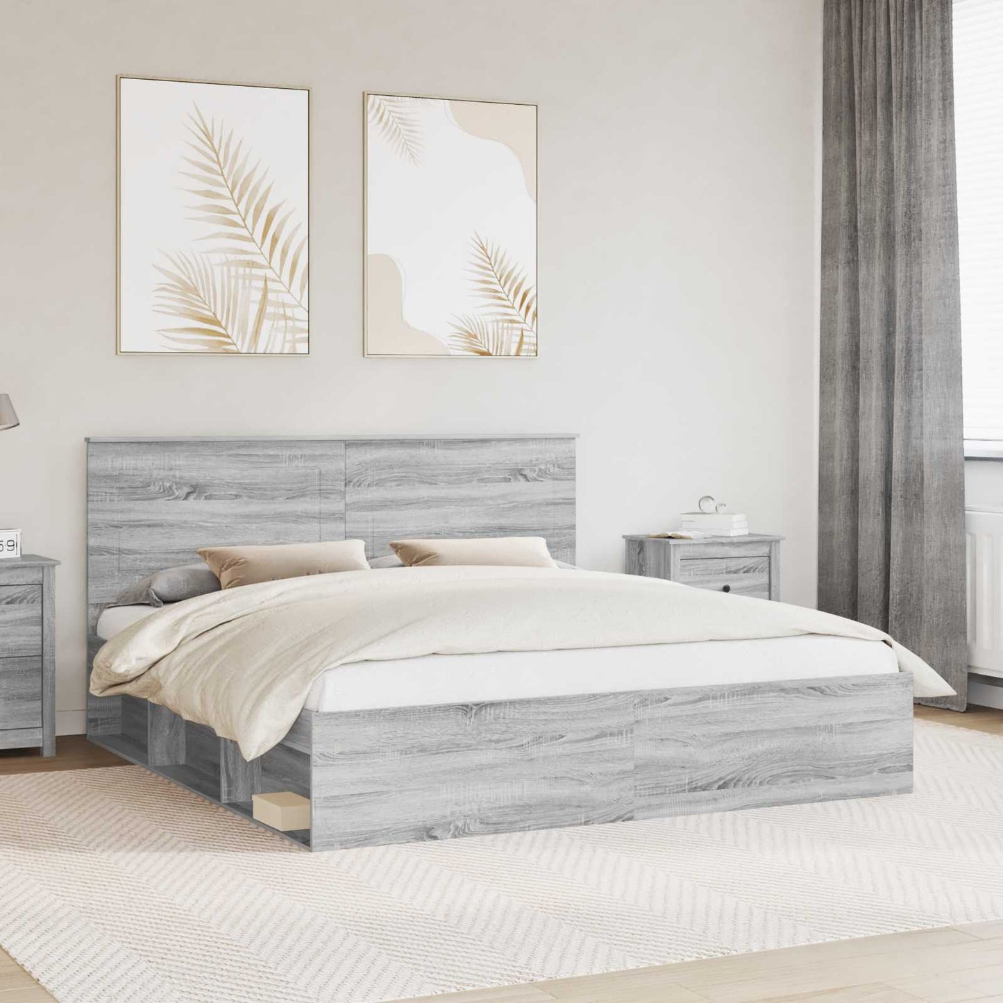 Struttura del letto Grigio Sonoma 200 x 200 cm Pino massello
