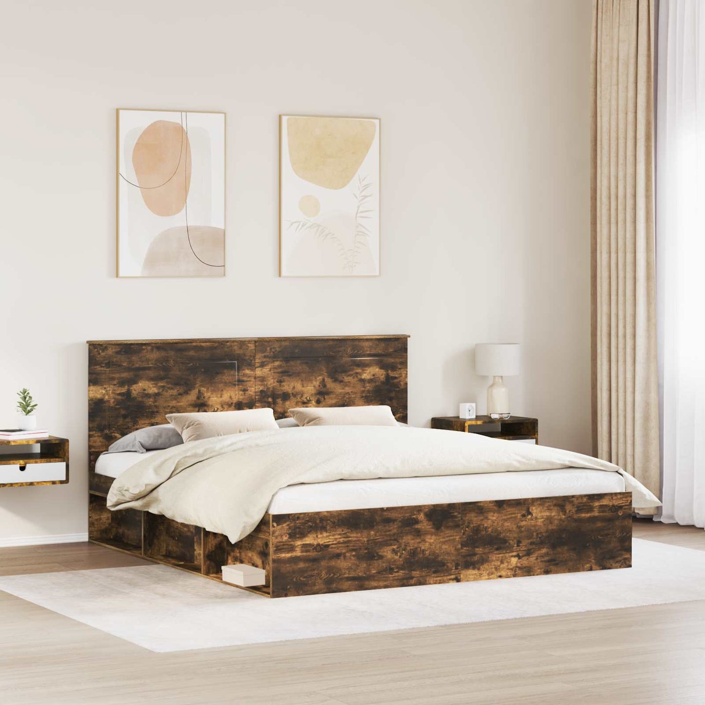 Struttura del letto Rovere fumÃ© 180 x 200 cm Pino massello
