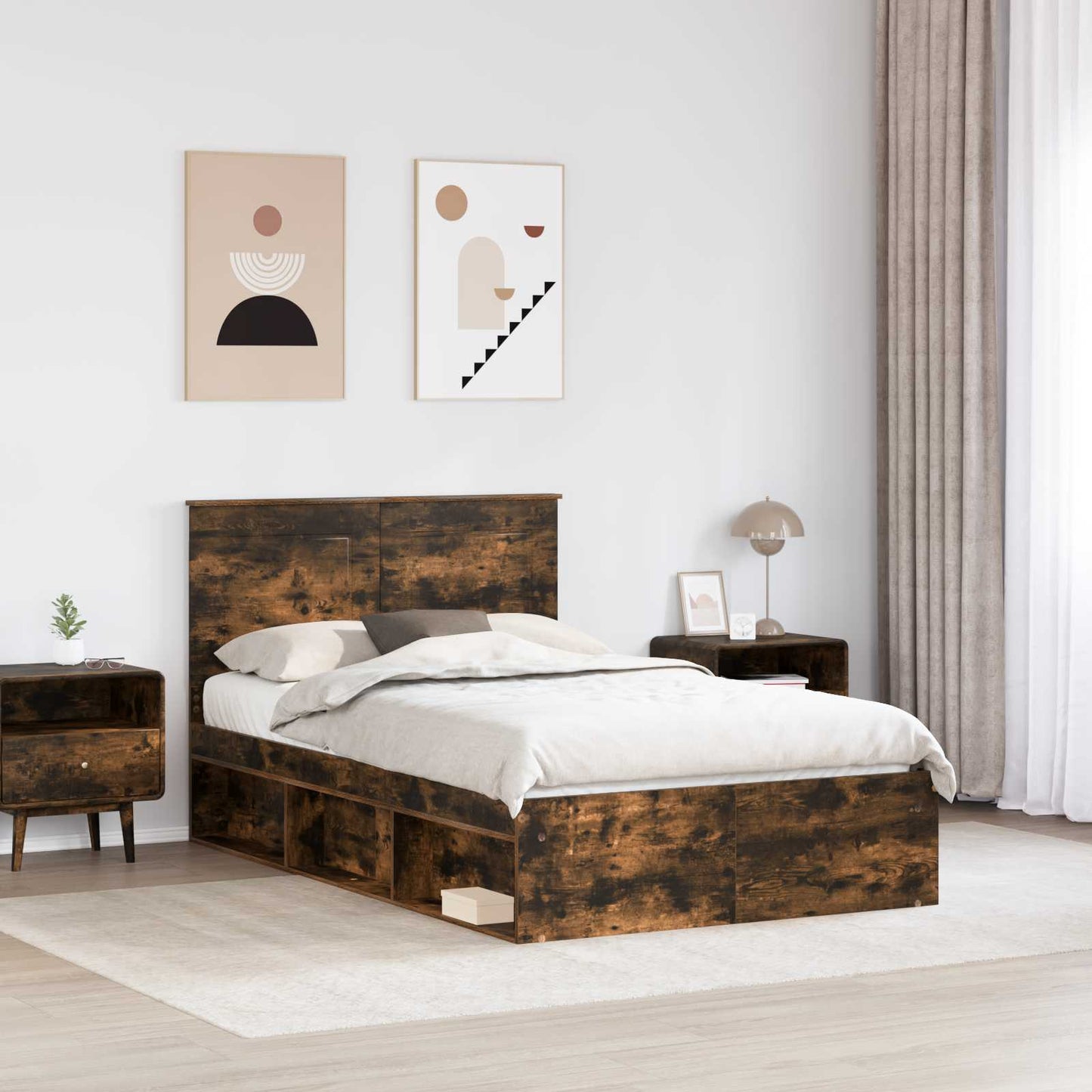 Struttura del letto Rovere fumÃ© 120 x 200 cm Pino massello