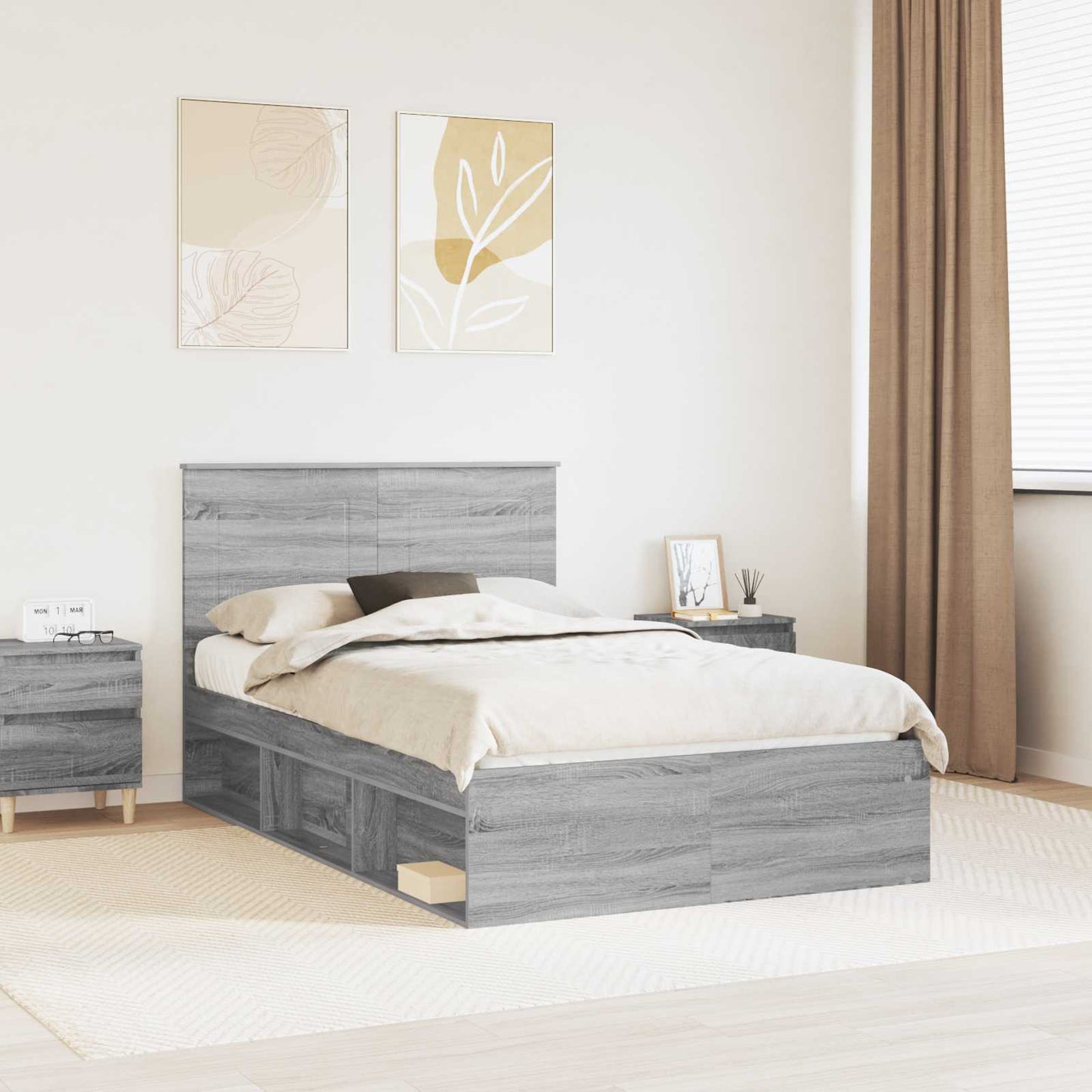 Struttura del letto Grigio Sonoma 120 x 200 cm Pino massello