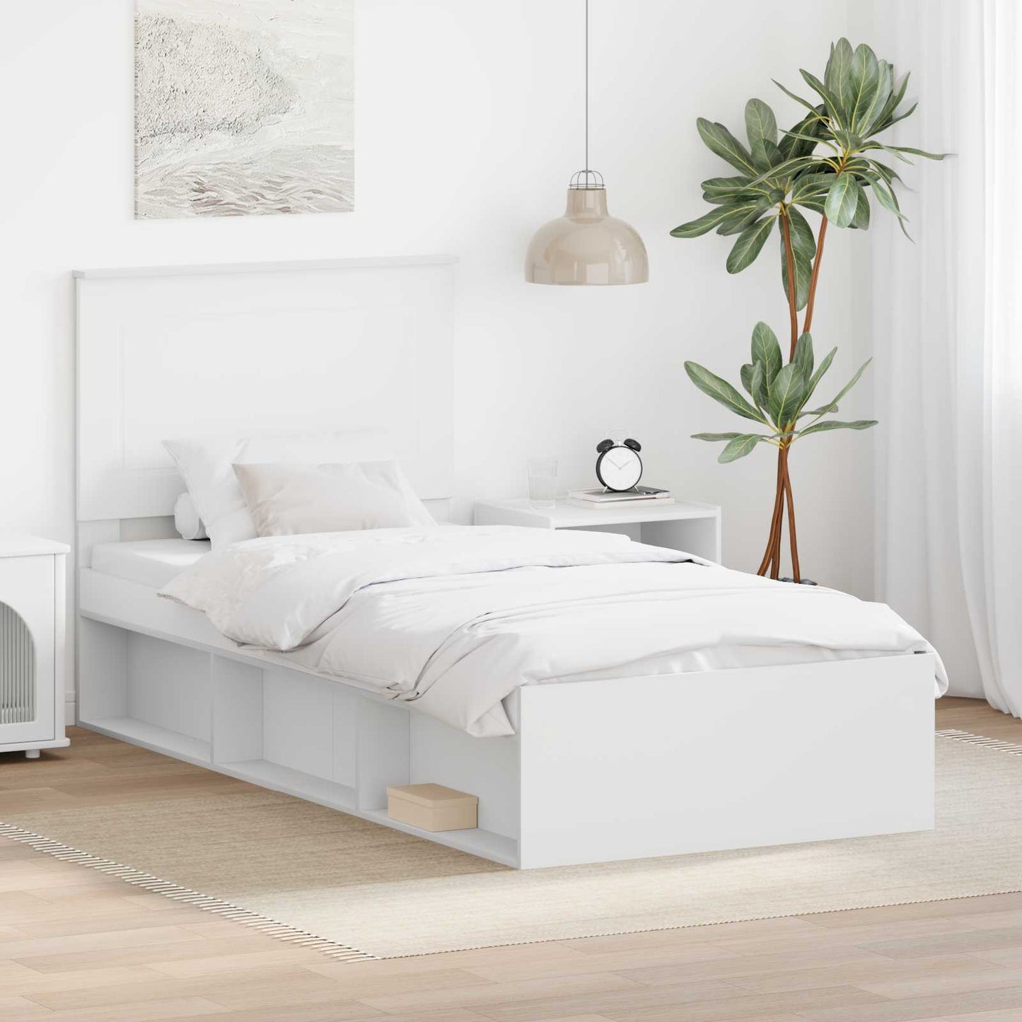 Struttura del letto Bianco 100 x 200 cm Pino massello