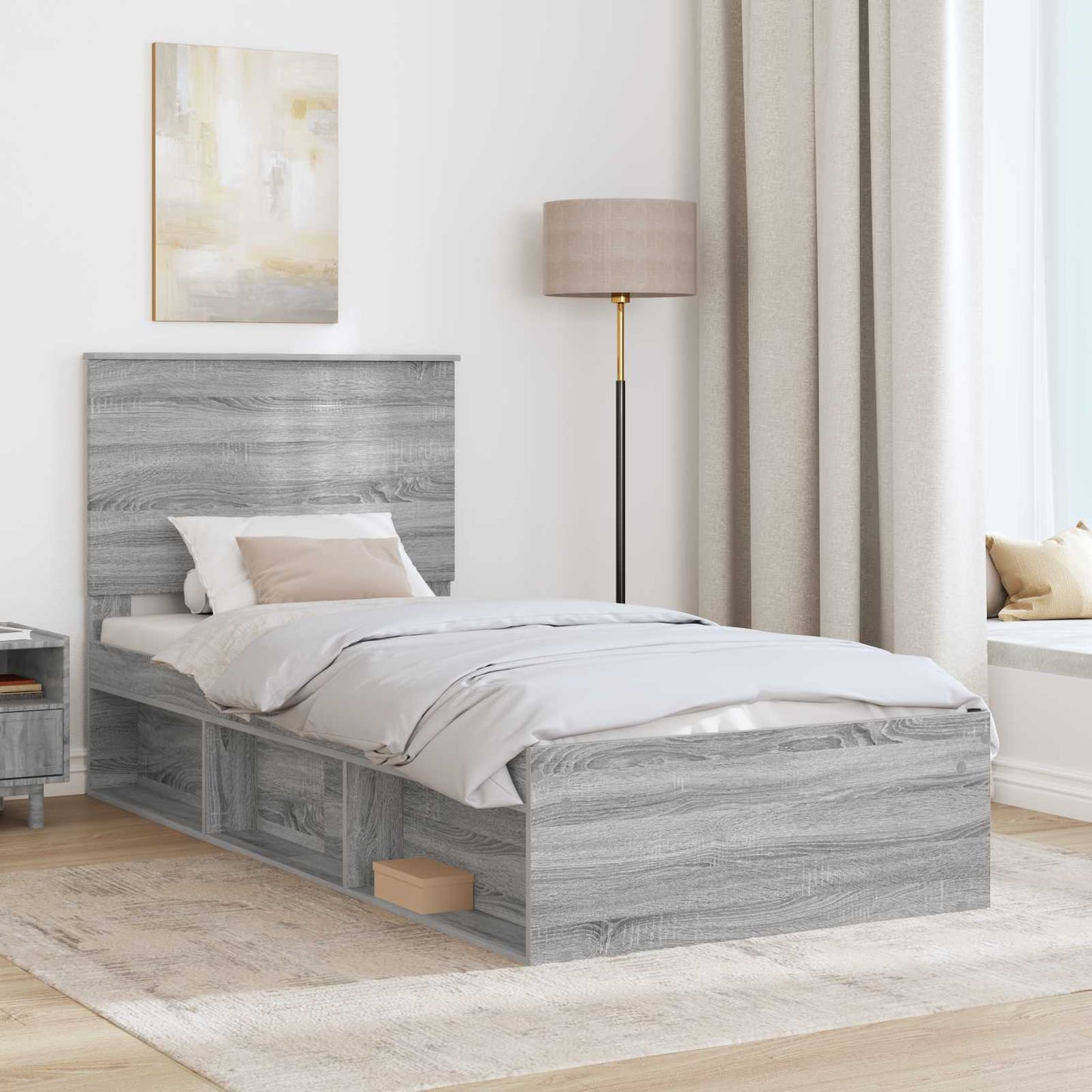 Struttura del letto Grigio Sonoma 100 x 200 cm Pino massello