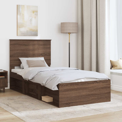 Struttura del letto Rovere Marrone 100 x 200 cm Pino massello