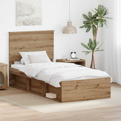 Struttura del letto con testiera Rovere artigianale 90 x 190 cm