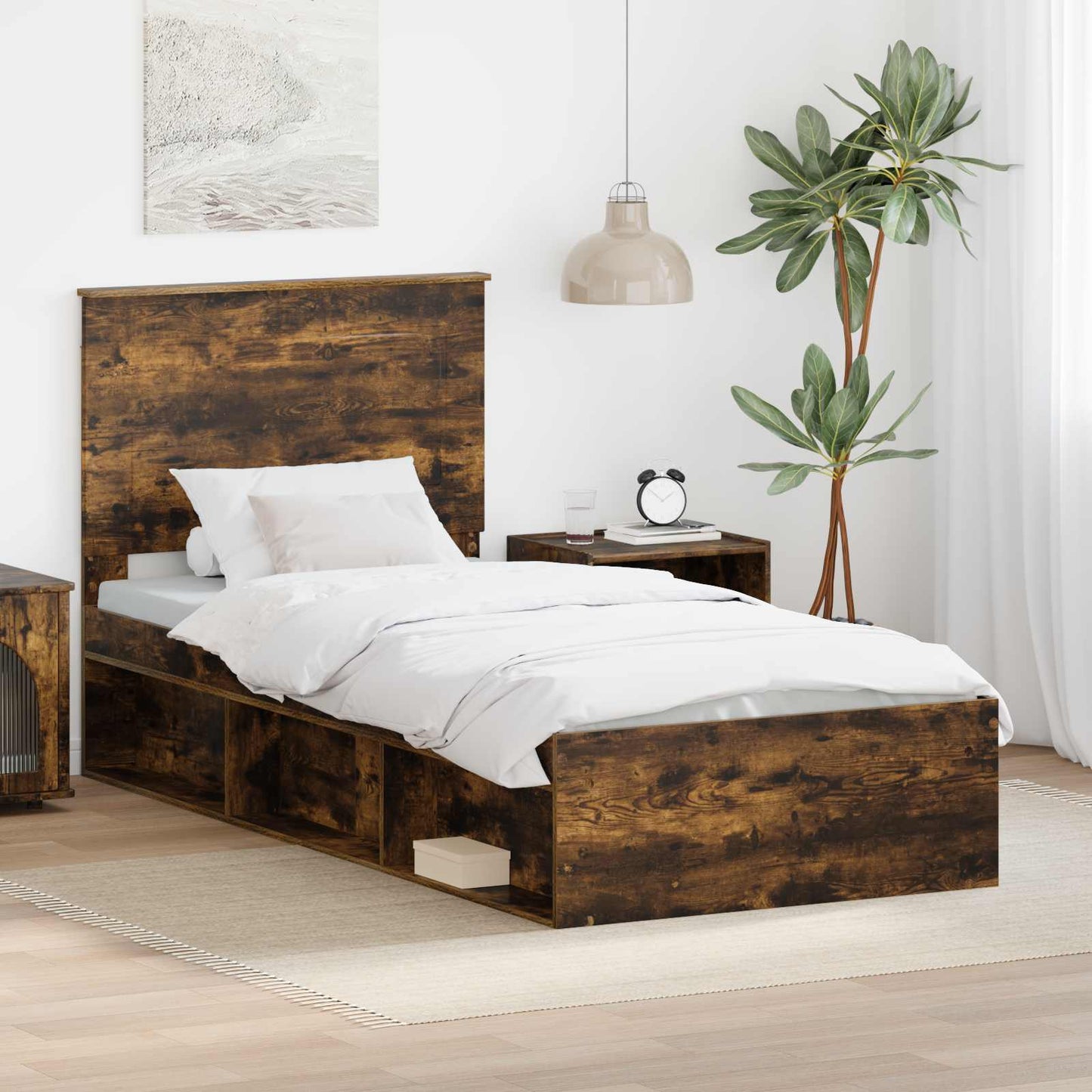 Struttura del letto Rovere fumÃƒÂ© 75 x 190 cm Pino massello