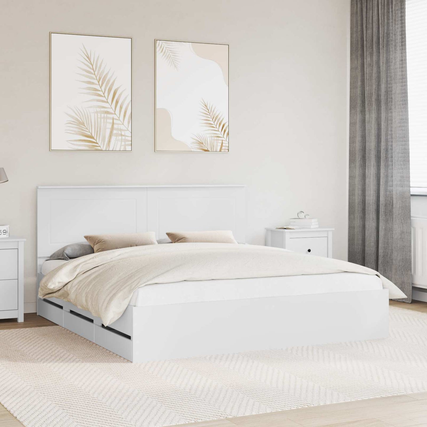 Struttura del letto Bianco 200 x 200 cm Legno Ingegnerizzato