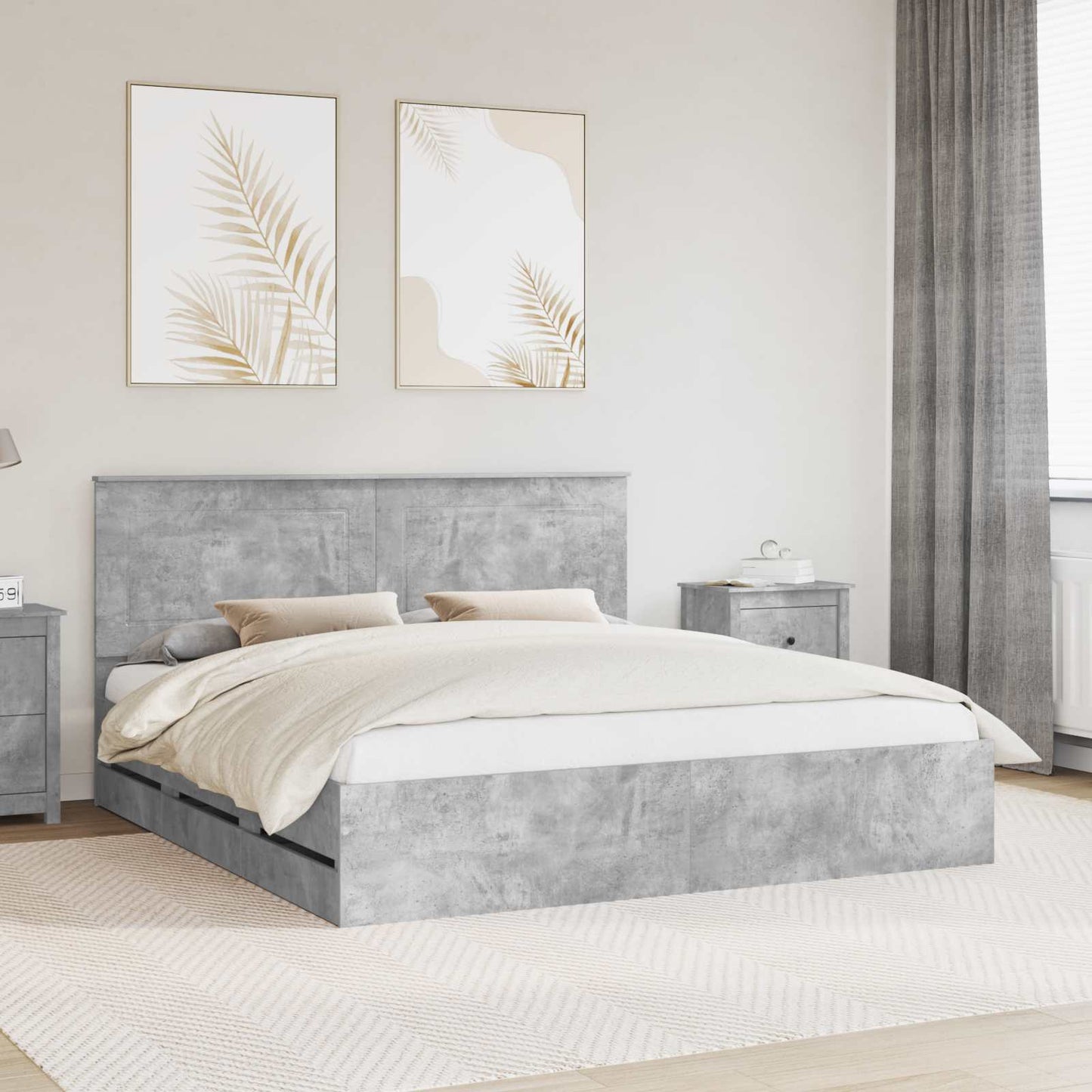 Struttura del letto con cassetto Grigio cemento 200 x 200 cm
