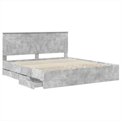 Struttura del letto con cassetto Grigio cemento 200 x 200 cm
