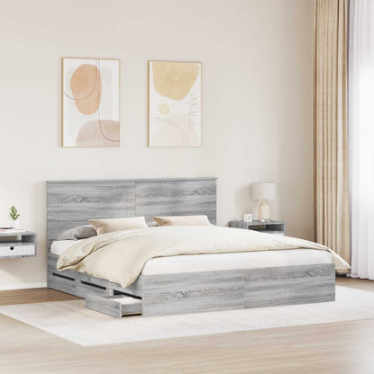 Struttura del letto con cassetto Grigio Sonoma 200 x 200 cm