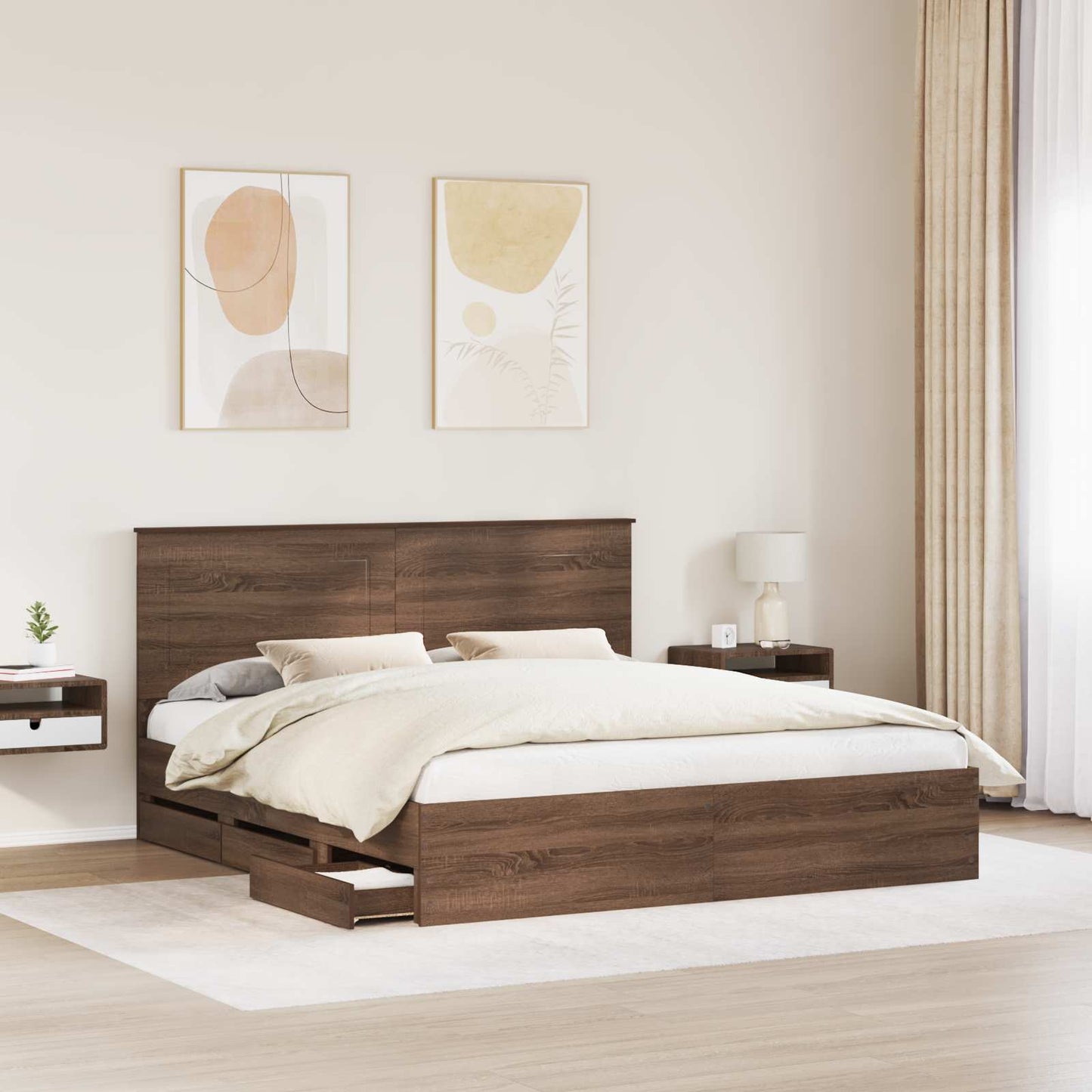 Struttura del letto con cassetto Rovere Marrone 200 x 200 cm