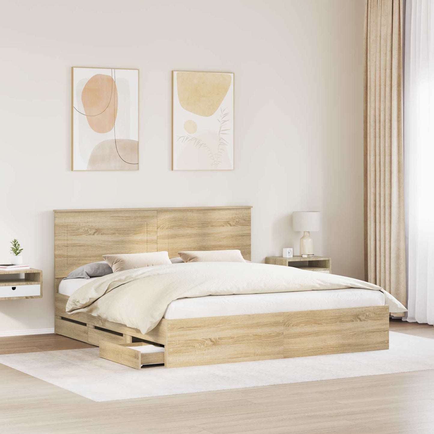 Struttura del letto con cassetto Rovere Sonoma 180 x 200 cm