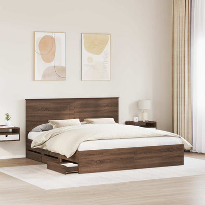 Struttura del letto con cassetto Rovere Marrone 180 x 200 cm