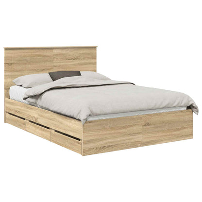 Struttura del letto con cassetto Rovere Sonoma 140 x 190 cm