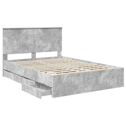 Struttura del letto con cassetto Grigio cemento 140 x 190 cm