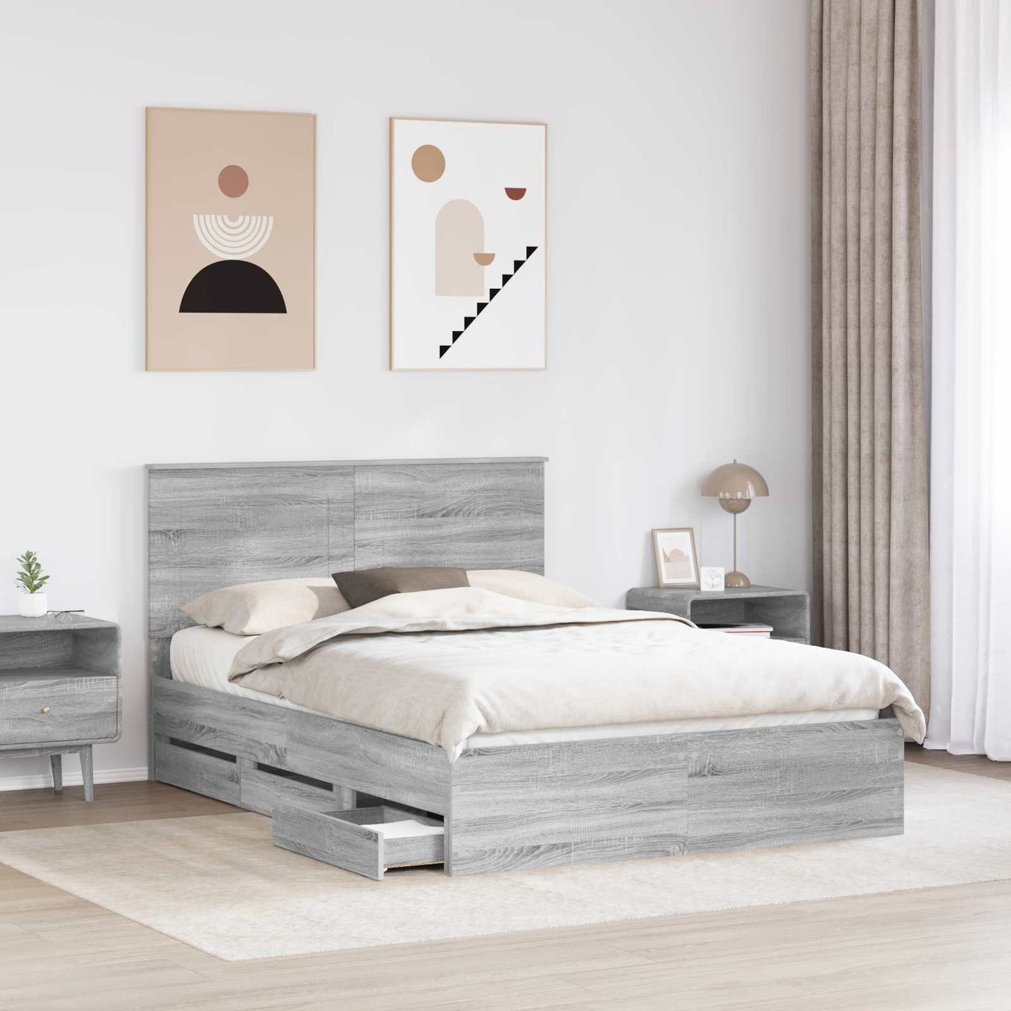 Struttura del letto con cassetto Grigio Sonoma 140 x 190 cm