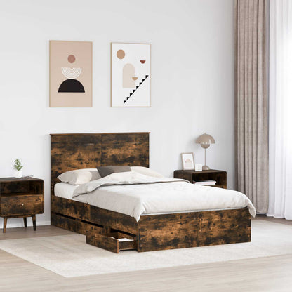 Struttura del letto con cassetto Rovere fumÃ© 135 x 190 cm