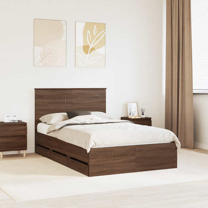 Struttura del letto con cassetto Rovere Marrone 135 x 190 cm