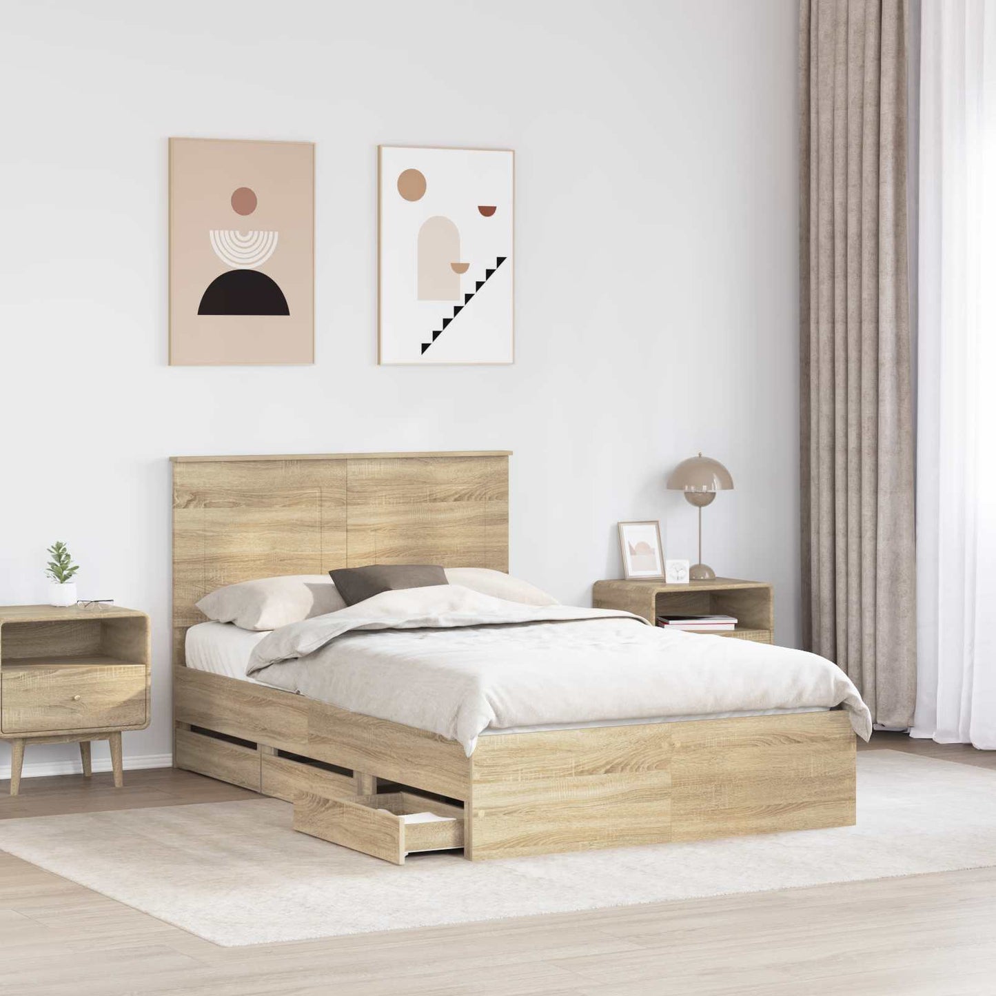 Struttura del letto con cassetto Rovere Sonoma 120 x 190 cm