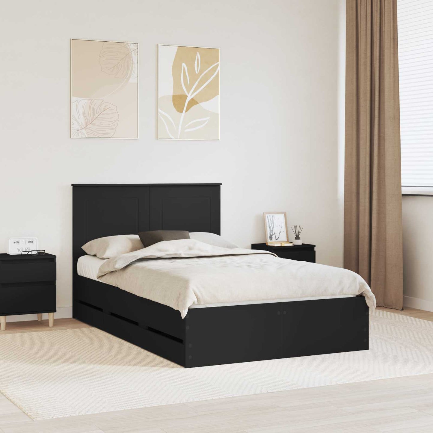 Struttura del letto Nero 120 x 200 cm Legno Ingegnerizzato