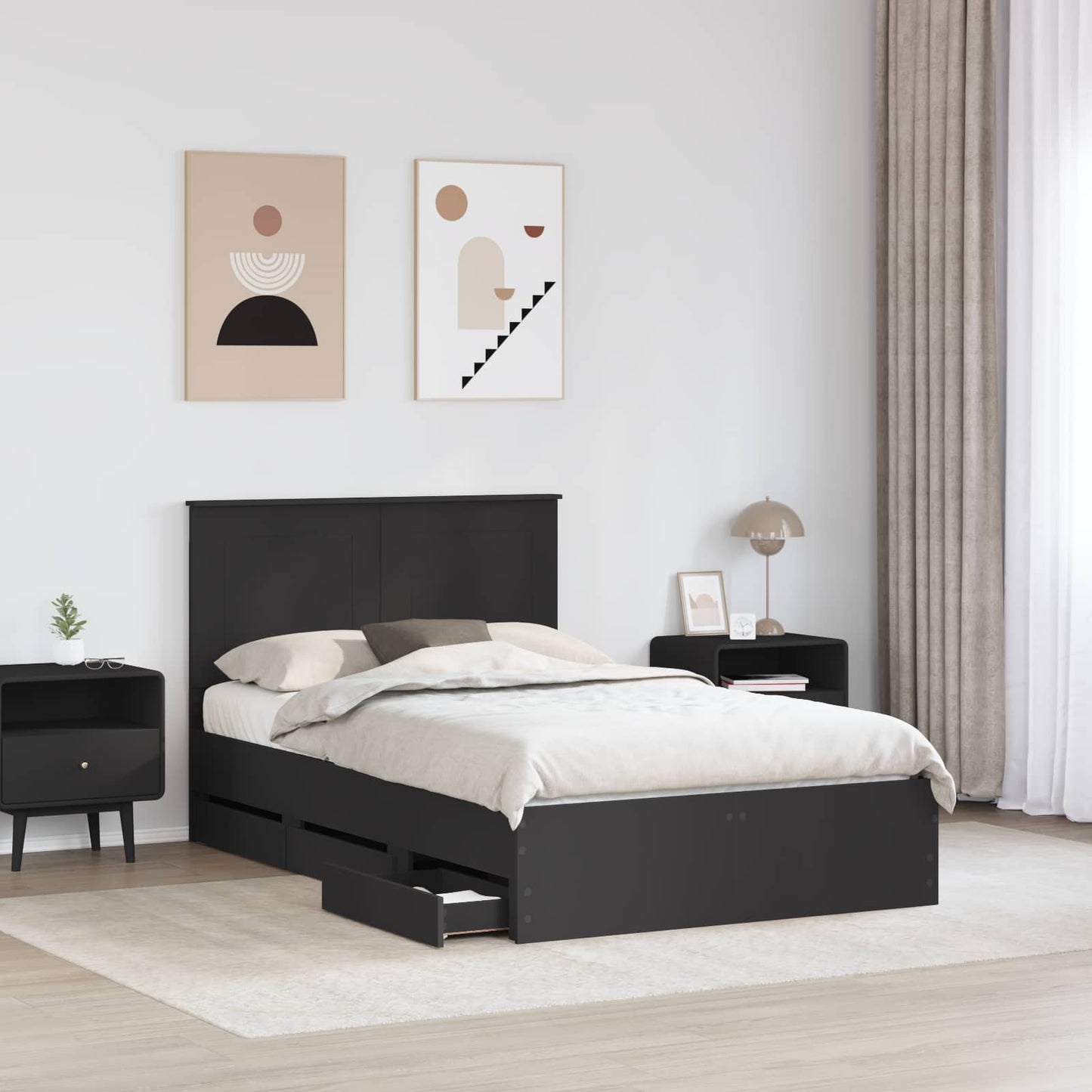 Struttura del letto Nero 120 x 200 cm Legno Ingegnerizzato